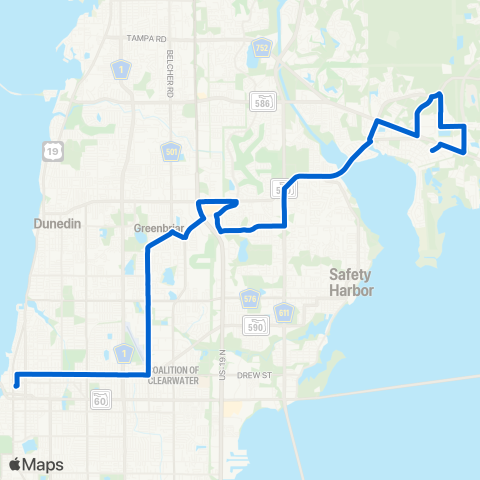 PSTA Clearwater / Downtown Oldsmar map