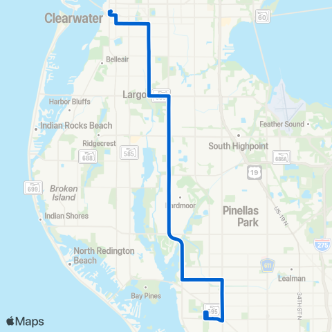 PSTA Tyrone Square Mall / Clearwater map