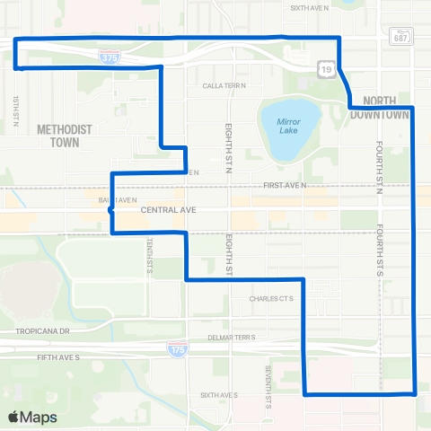 PSTA St. Petersburg Circulator map