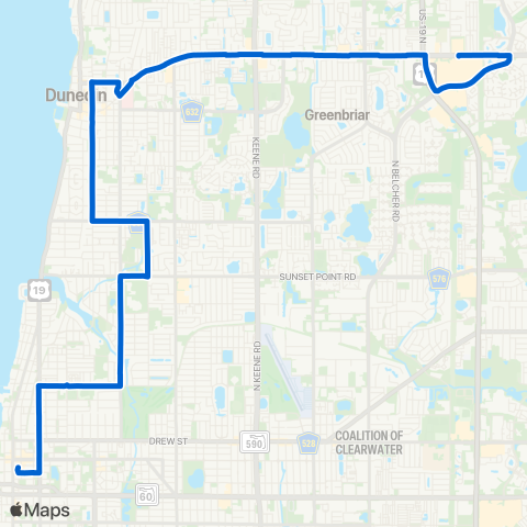 PSTA Clearwater / Westfield Shopping map