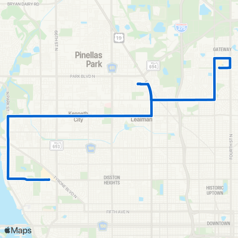 PSTA Gateway Mall / Tyrone Square Mall map