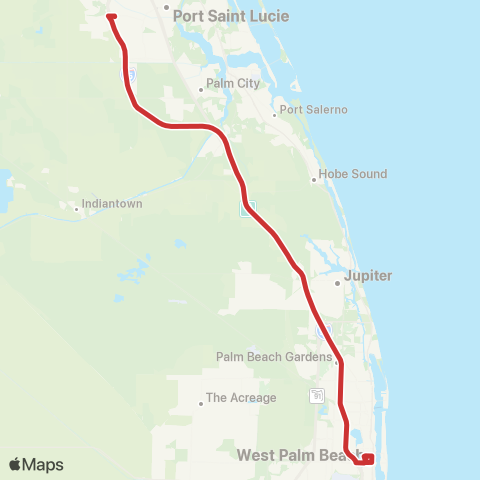 Palm Tran Port St Lucie Express map