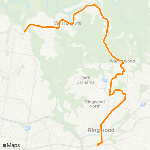 Others Warrandyte - Ringwood Station map