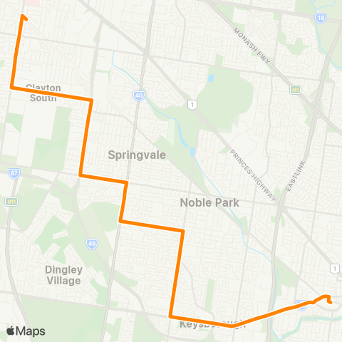 Others Dandenong Station - Clayton Station map