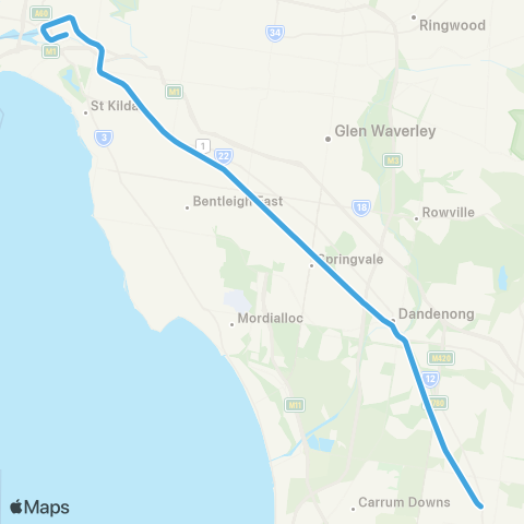 Metro Train Cranbourne map