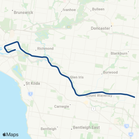 Metro Train Glen Waverley map