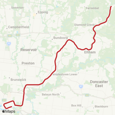 Metro Train Hurstbridge map