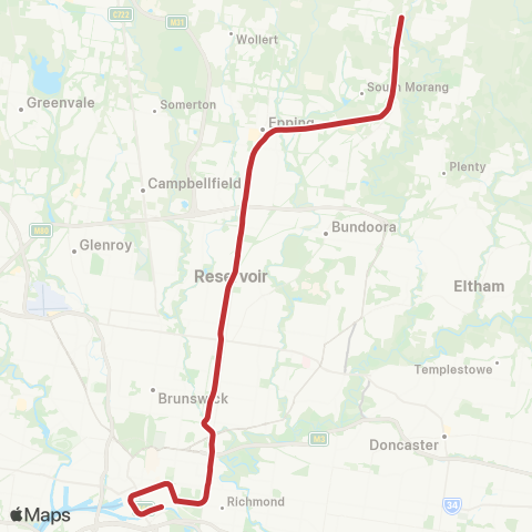 Metro Train Mernda map