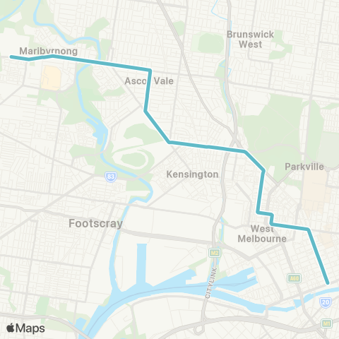 Yarra Trams Flinders Street Station - W Maribyrnong map