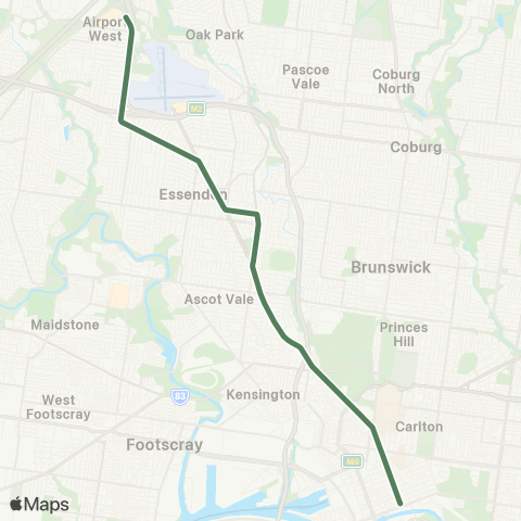 Yarra Trams Flinders Street Station - Airport West map