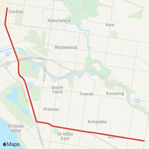 Yarra Trams Melbourne Univ - Malvern (Burke Rd) map