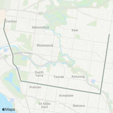 Yarra Trams Melbourne University - Camberwell map