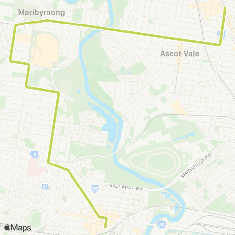 Yarra Trams Moonee Ponds - Footscray map