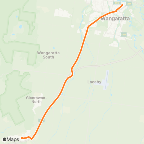 Victoria Regional Bus Wangaratta - Glenrowan Via Wangaratta map