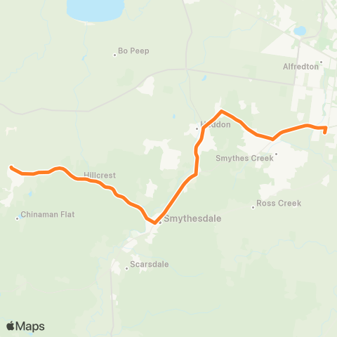 Victoria Regional Bus Smythesdale - Delacombe Via Haddon map