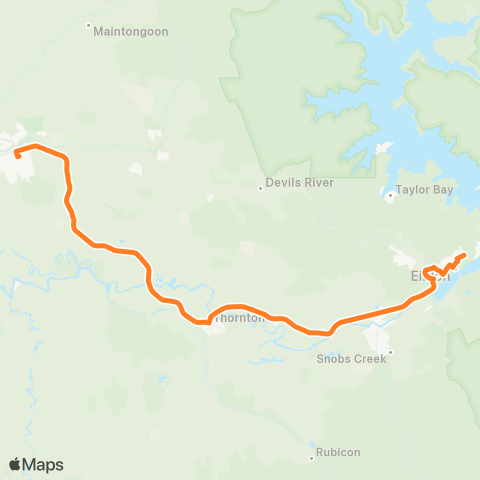 Victoria Regional Bus Eildon - Alexandra Via Thornton map