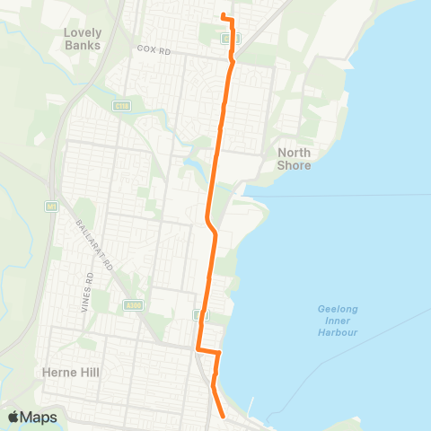 Victoria Regional Bus Canadian - Ballarat Via Canadian map