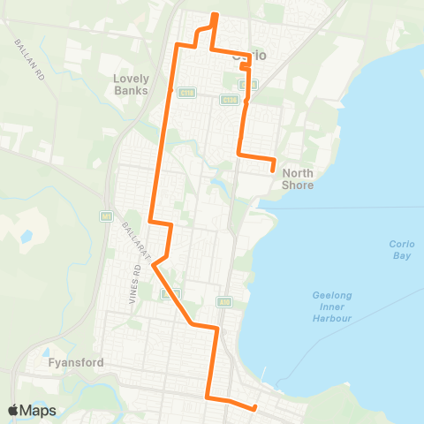 Victoria Regional Bus Federation Univ - Ballarat Via Sebastopol map