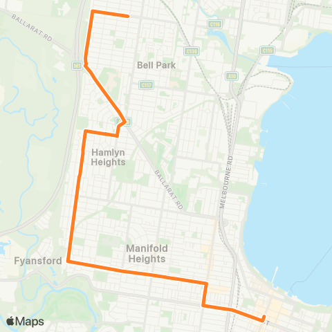 Victoria Regional Bus Delacombe - Ballarat Via Delacombe map