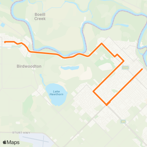 Victoria Regional Bus Merbein - MilduraCity Via Eleventh St map