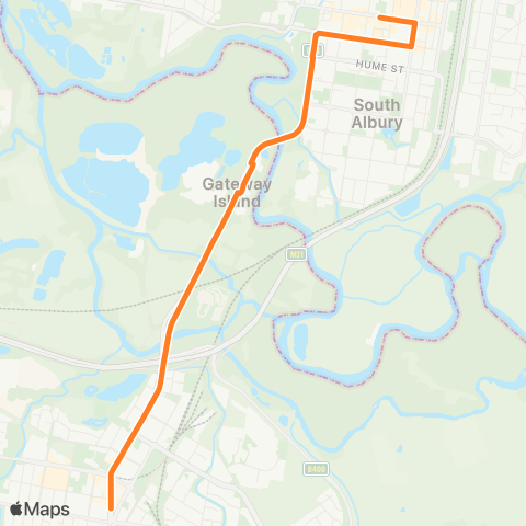 Victoria Regional Bus Albury Via Gateway Island map