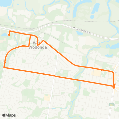 Victoria Regional Bus TAFE Via West Wodonga map