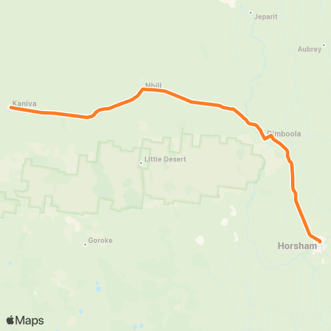 Victoria Regional Bus Kaniva - Horsham Via Dimboola, Nhill map