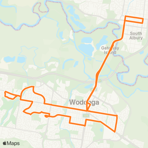 Victoria Regional Bus Albury Via Birallee Shopping Centre map