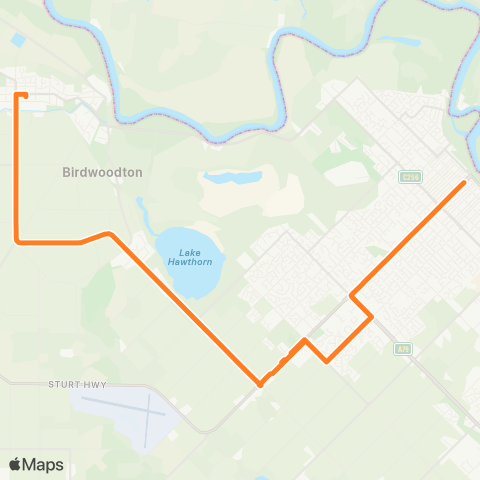 Victoria Regional Bus Merbein - Mildura Via Seventeenth St map