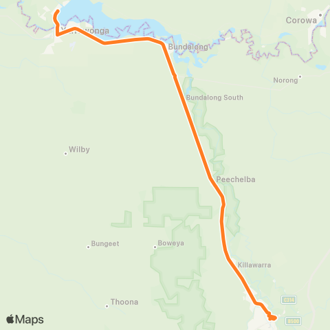 Victoria Regional Bus Wangaratta - Yarrawonga Via Peechelba, Killawarra map