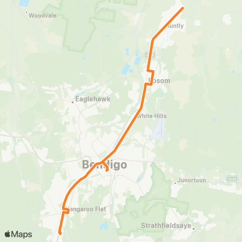 Victoria Regional Bus Kangaroo Flat - Huntly Via Bendigo map