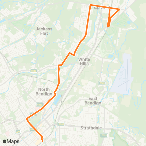 Victoria Regional Bus Epsom - Bendigo Station Via Goynes Rd map