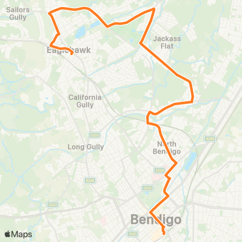 Victoria Regional Bus Eaglehawk - Bendigo Via Jackass Flat map