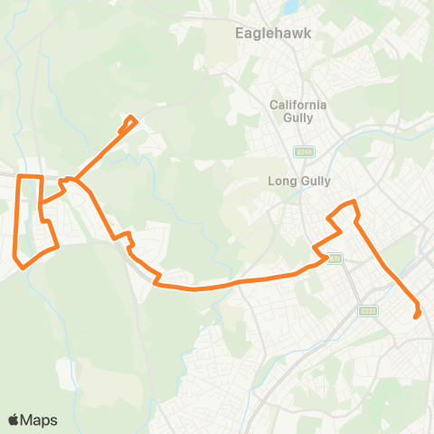 Victoria Regional Bus Maiden Gully - Bendigo Via Calder Hwy map