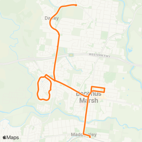 Victoria Regional Bus Bacchus Marsh - Telford Pk Via Bacchus Marsh map