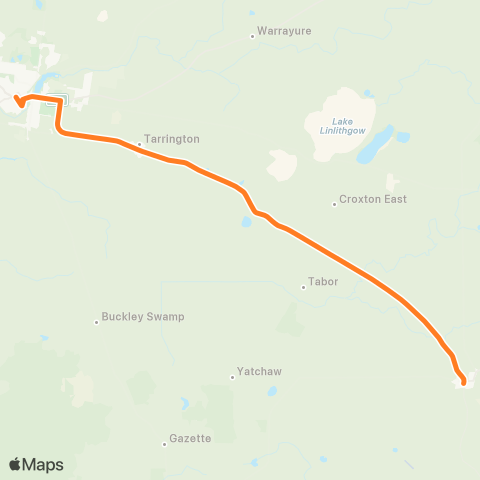 Victoria Regional Bus Penshurst - Hamilton Via Tarrington map