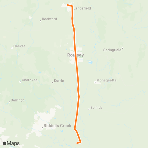 Victoria Regional Bus Lancefield - Sunbury Via Lancefield map