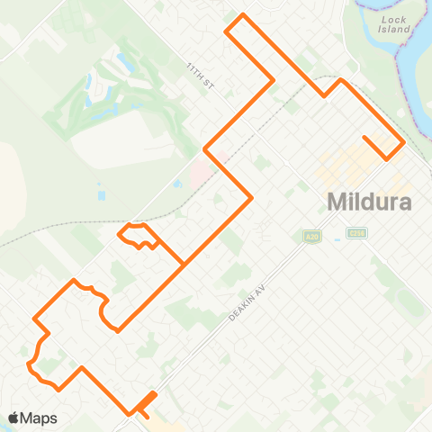 Victoria Regional Bus Mildura Central SC Via West Mildura map