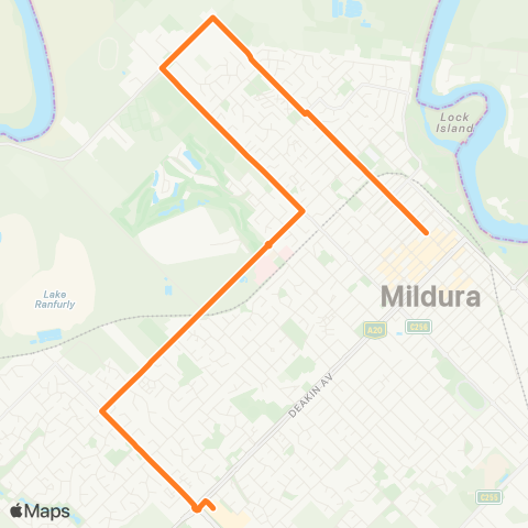 Victoria Regional Bus Mildura Via Mildura City map