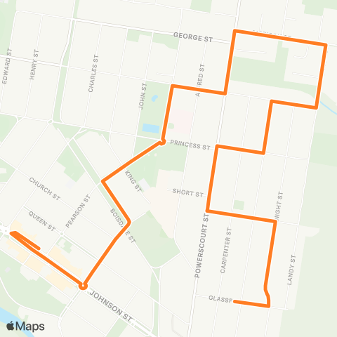 Victoria Regional Bus Glassford St - Maffra Post Office Via Maffra Hosp map