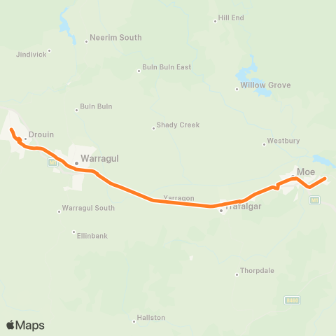 Victoria Regional Bus Newborough TAFE - Yallourn Via Newborough TAFE - Yallourn map