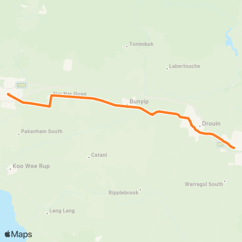 Victoria Regional Bus Pakenham Via Pakenham Station map