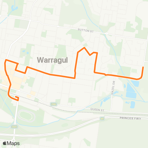 Victoria Regional Bus Warragul E - Warragul Via Warragul E map