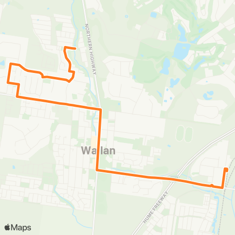 Victoria Regional Bus Springridge - Wallan Via Springridge map