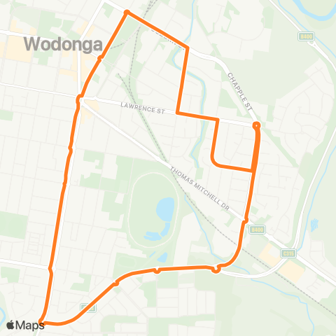 Victoria Regional Bus East Wodonga Via East Wodonga map