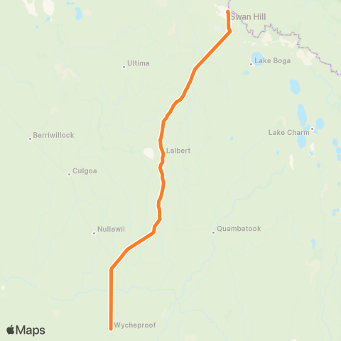 Victoria Regional Bus Wycheproof - Swan Hill Via Lalbert map