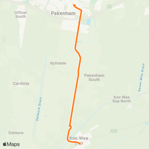 Victoria Regional Bus Koo Wee Rup - Pakenham Via Koo Wee Rup map