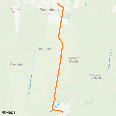 Victoria Regional Bus Pakenham - Koo Wee Rup Via Pakenham map