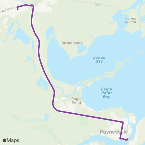 V/Line Melbourne - Paynesville Via Bairnsdale map