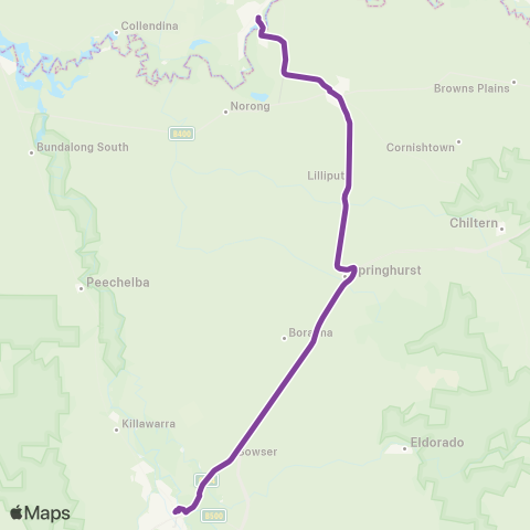 V/Line Melbourne - Corowa Via Rutherglen & Wangaratta map